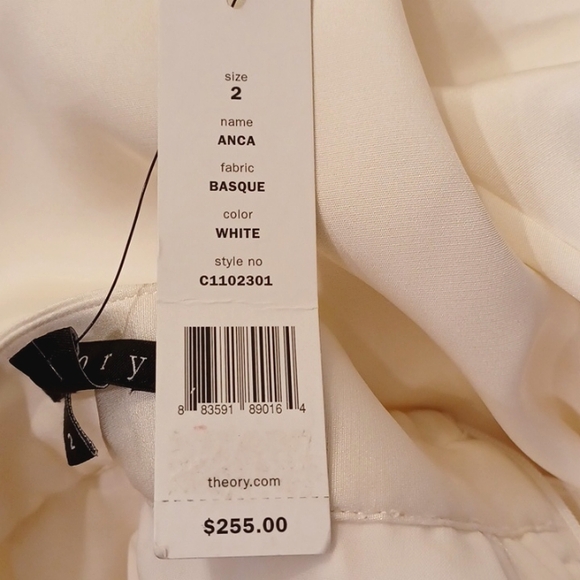 Theory "Anca" Basque White Gathered Silk Skirt W/Belt NEW- Sz. 2 - Picture 4 of 8